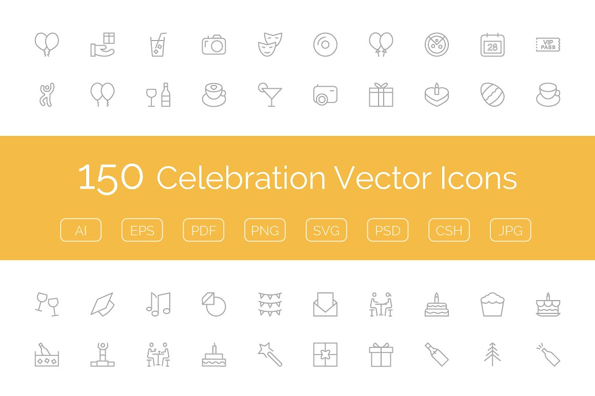 150 Celebration Vector Icons