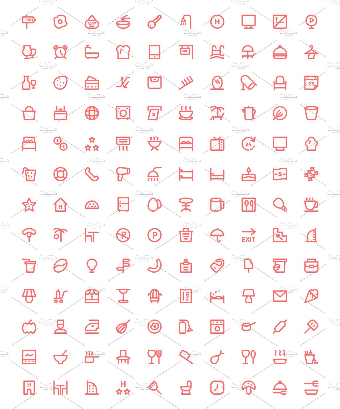 375 Hotel Line Icons