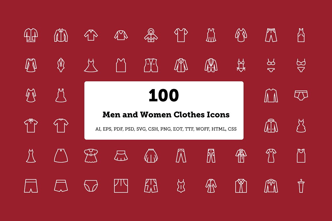 100 Men and Women Clothes Icon