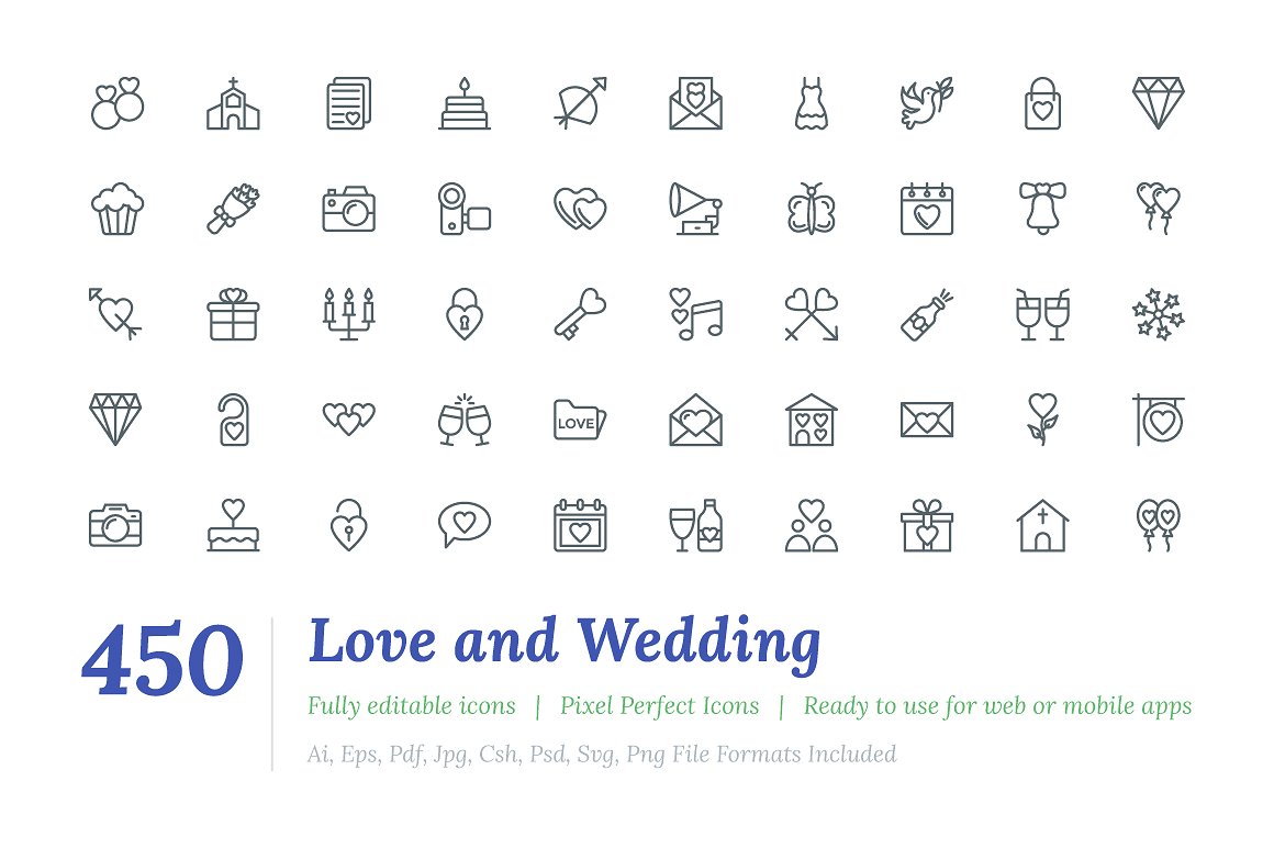 450 Love and Wedding Line Icon