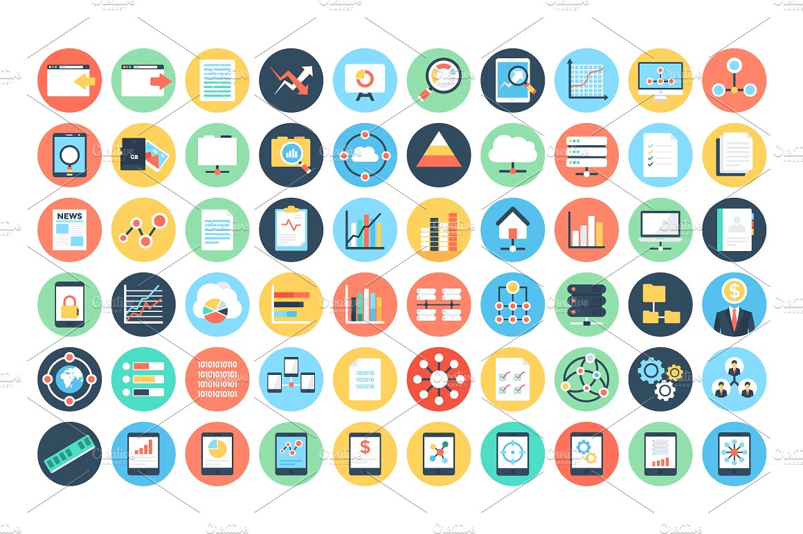 125 Flat Data Science Vector