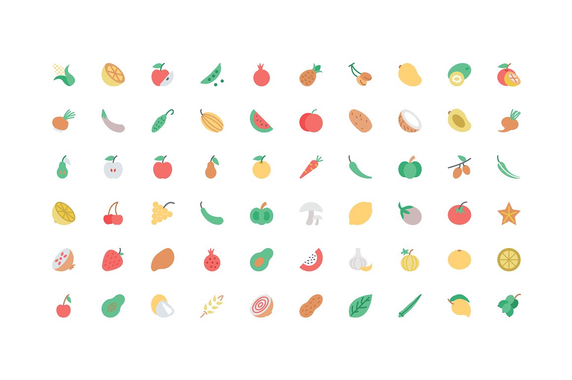 50 Fruit and Vegetable Icons