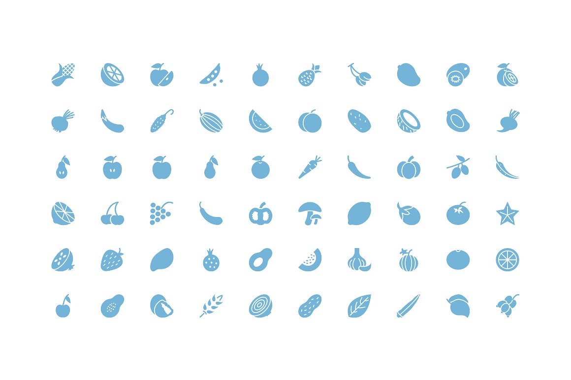 50 Fruit and Vegetable Icons