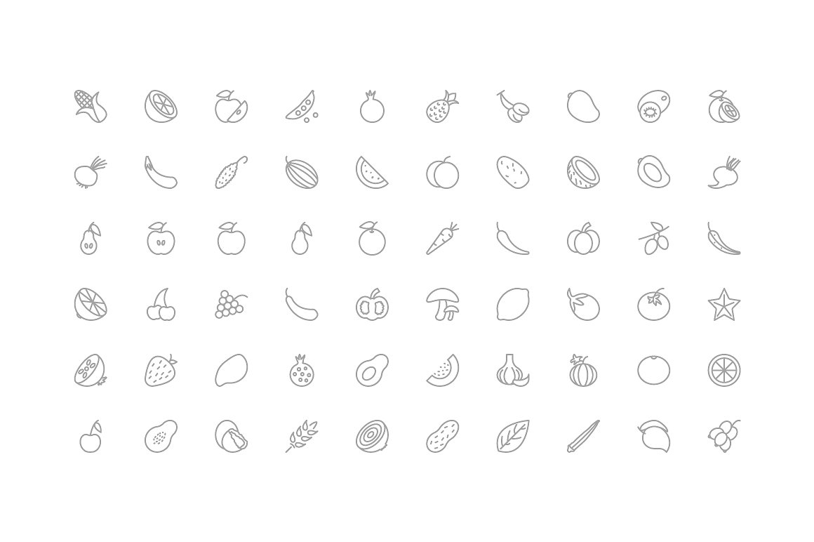 50 Fruit and Vegetable Icons