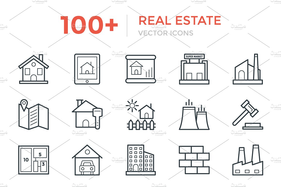 100 Real Estate Vector Icons