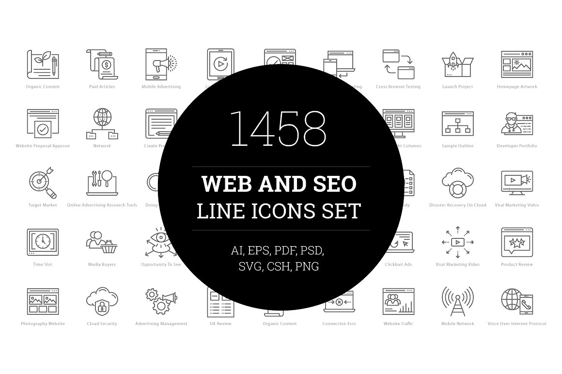 1458 Web and Seo Line Icons Se