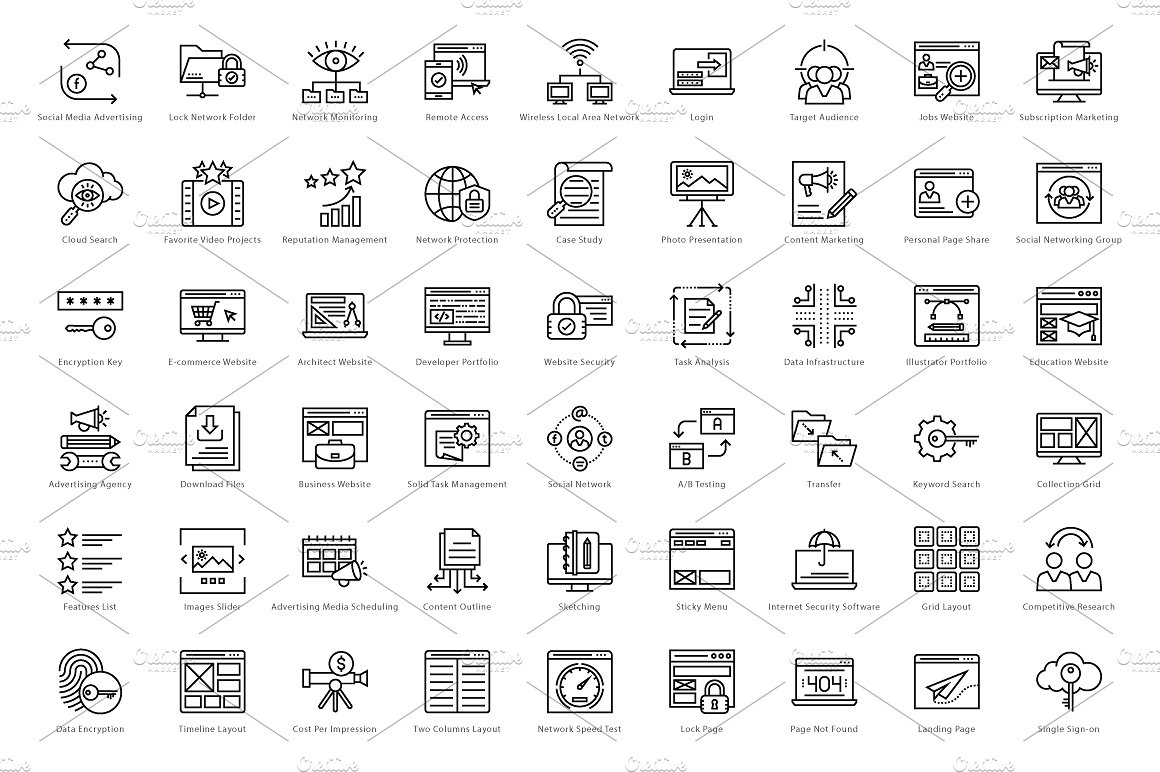 1458 Web and Seo Line Icons Se