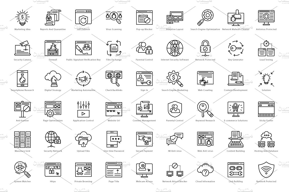 1458 Web and Seo Line Icons Se