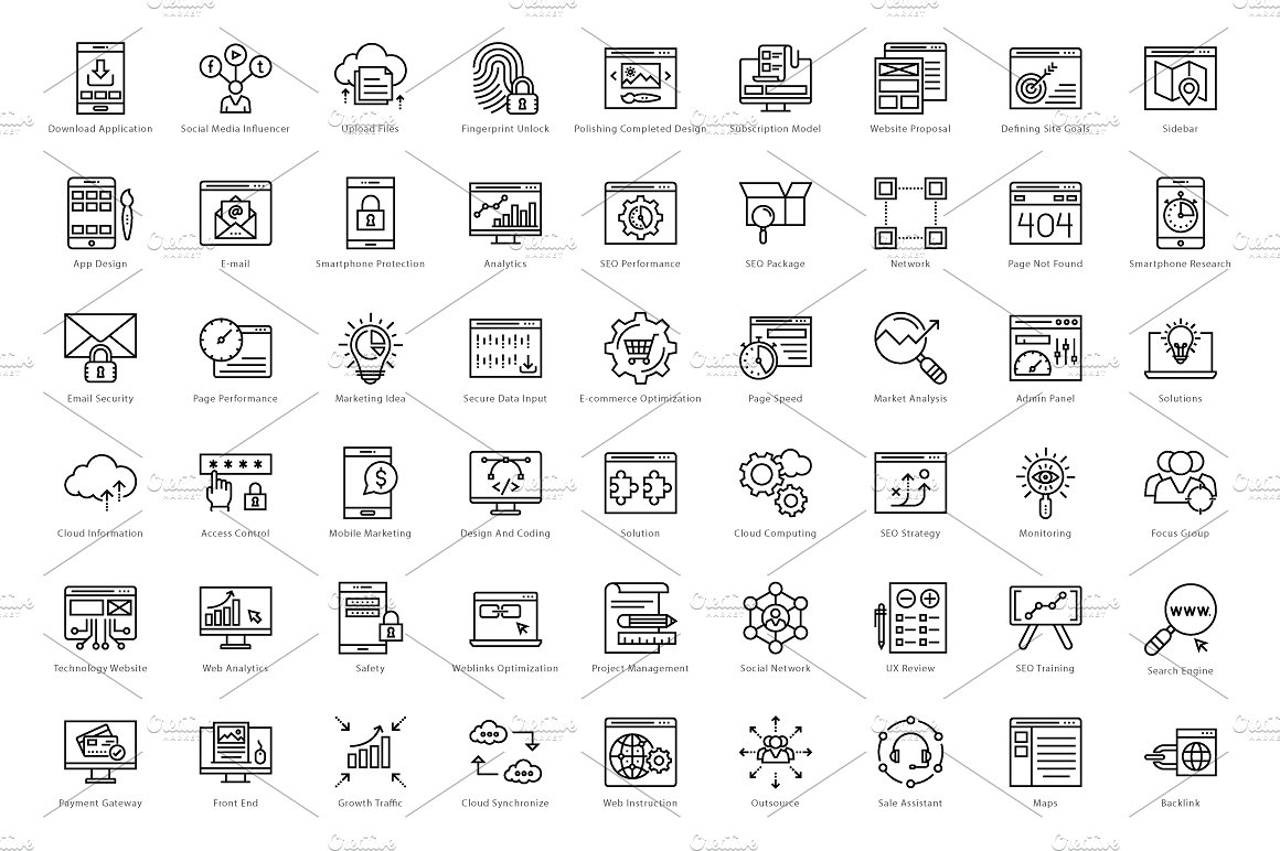 1458 Web and Seo Line Icons Se