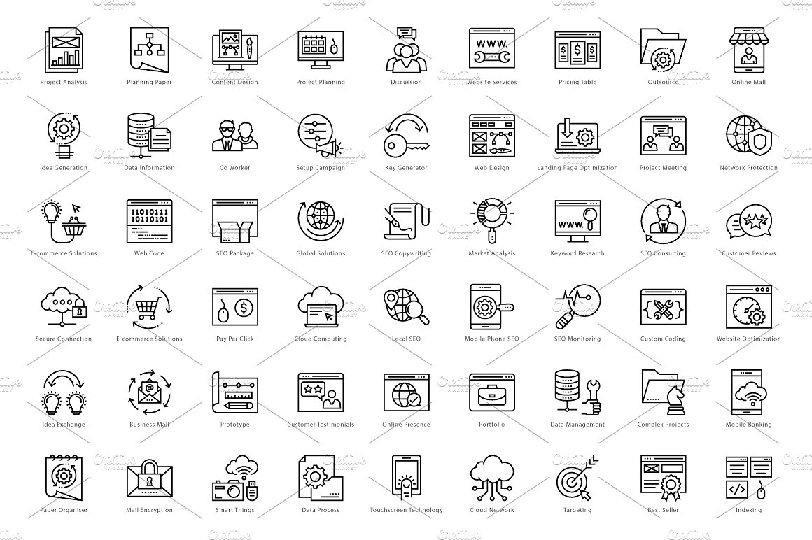 1458 Web and Seo Line Icons Se