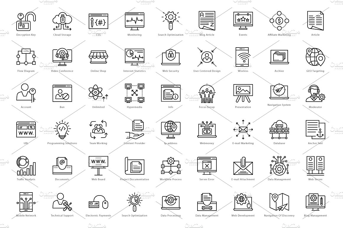 1458 Web and Seo Line Icons Se