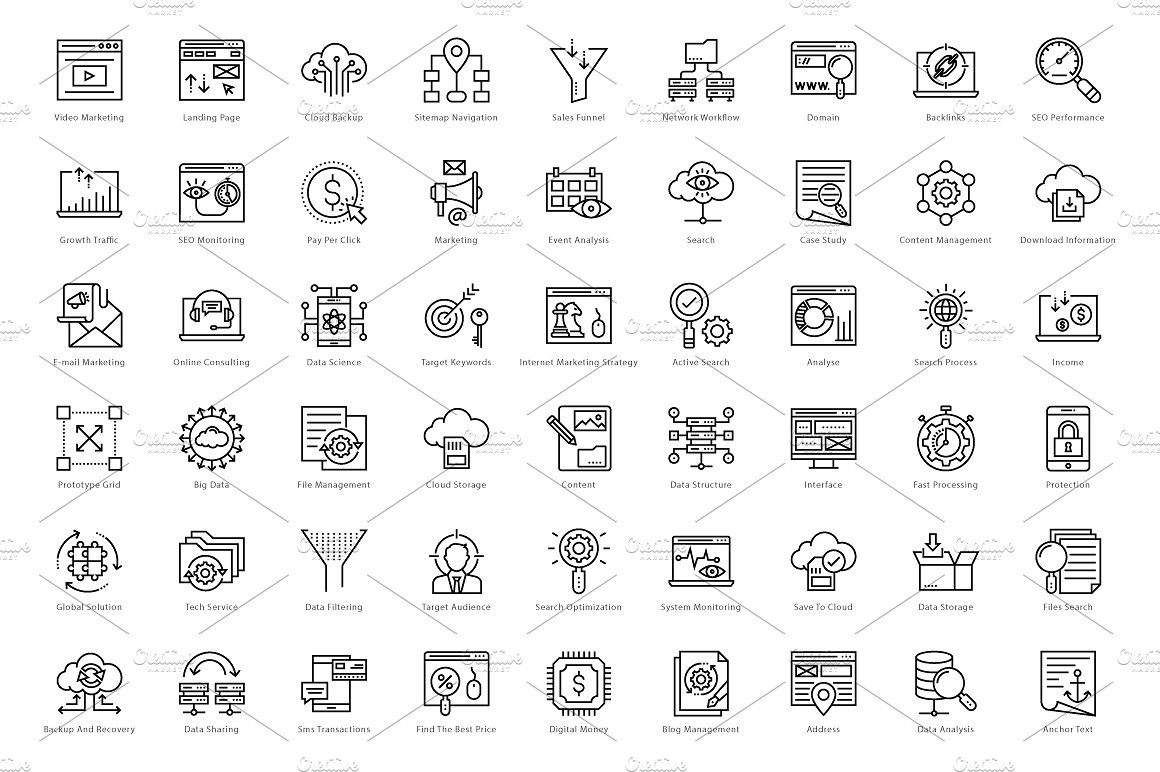 1458 Web and Seo Line Icons Se