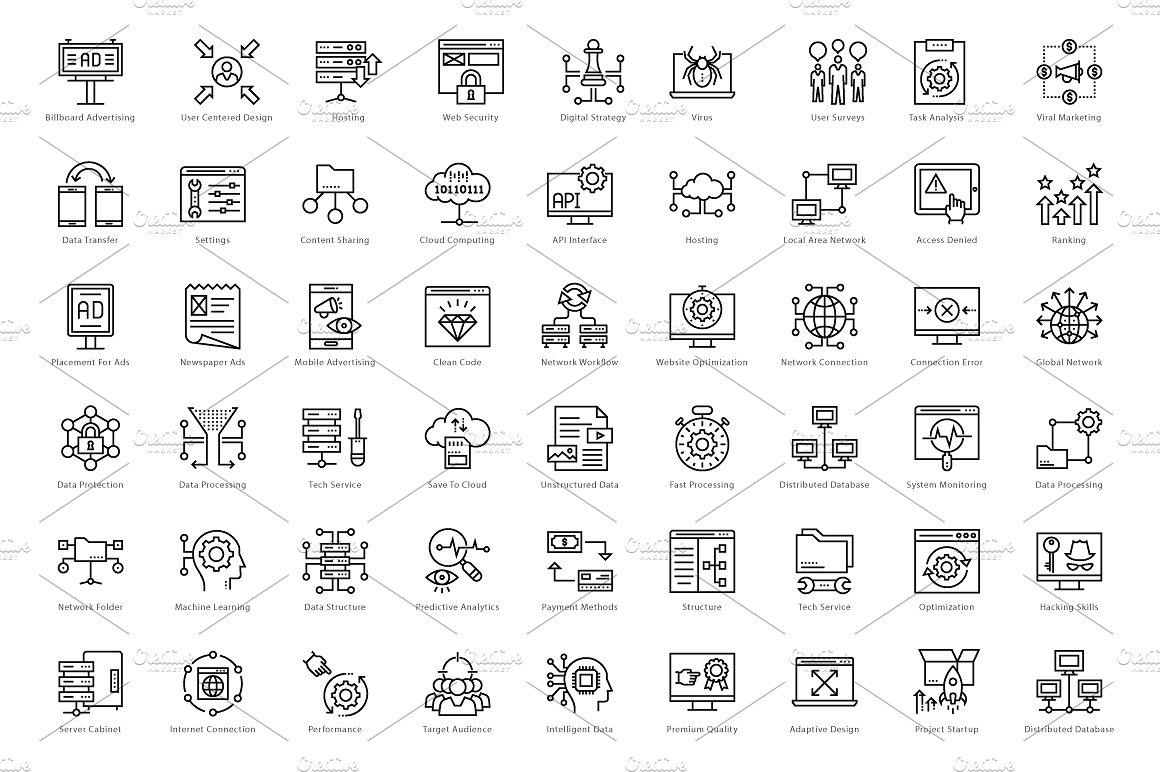 1458 Web and Seo Line Icons Se