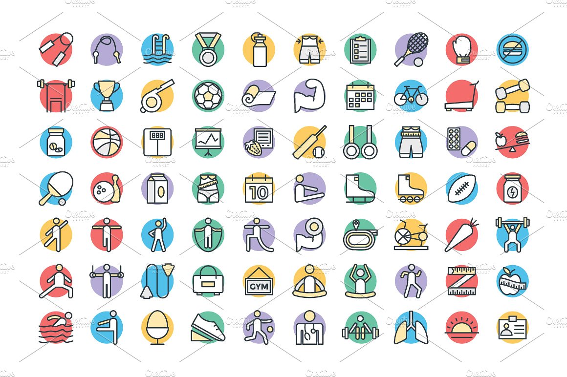 100 Fitness Vector Icons