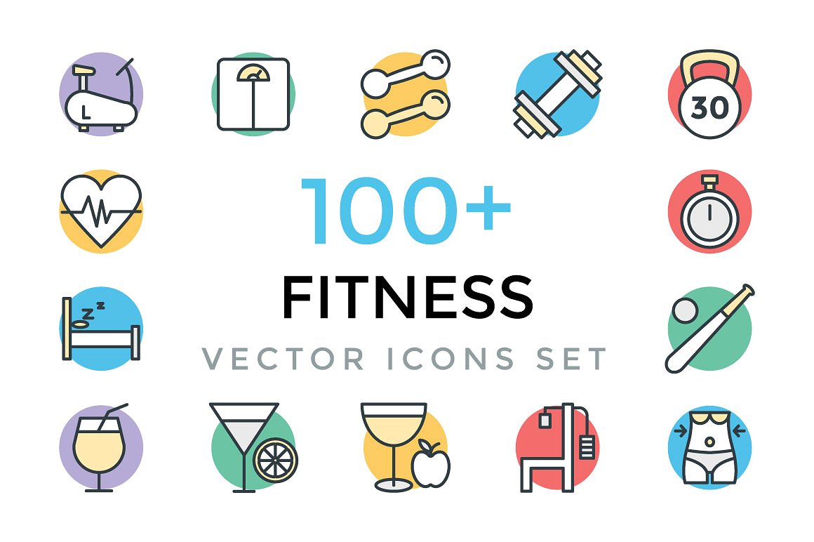 100 Fitness Vector Icons