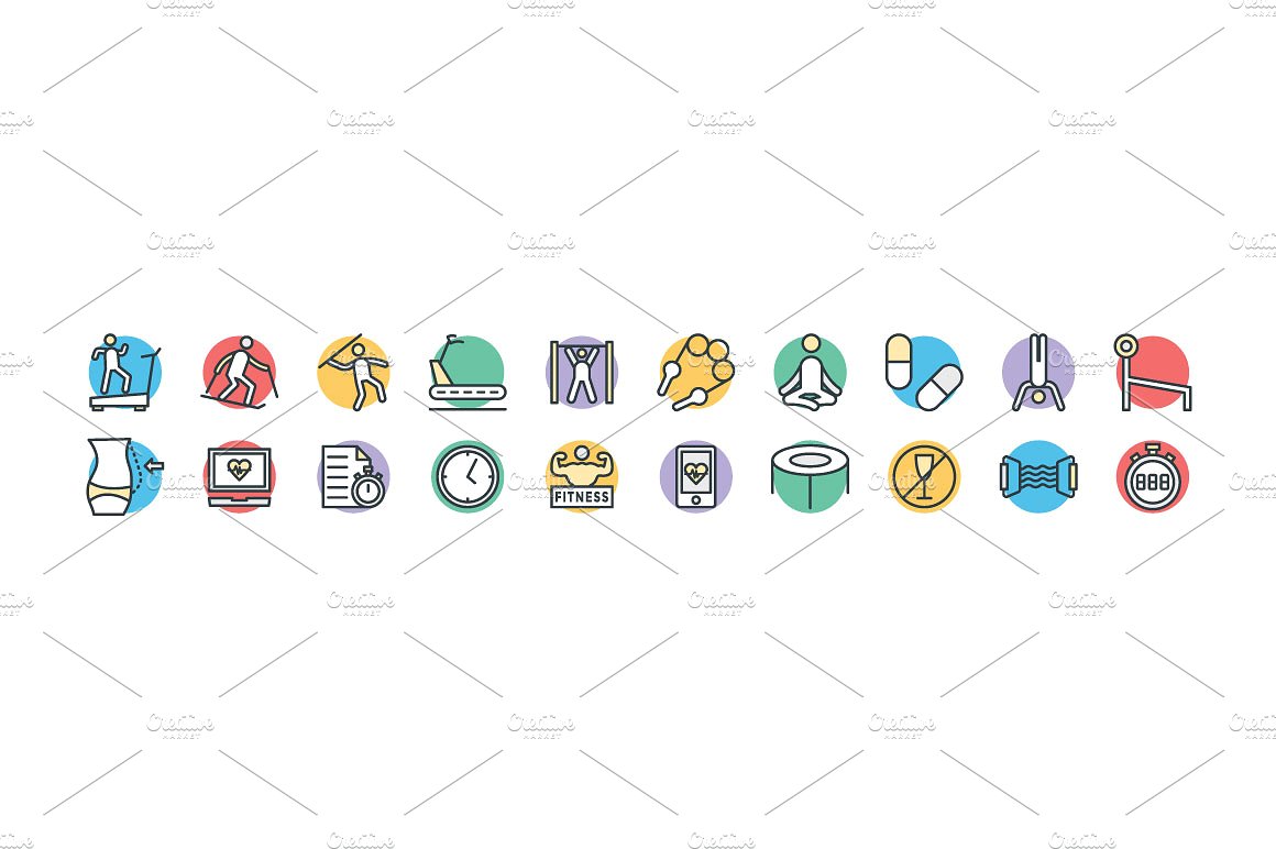 100 Fitness Vector Icons