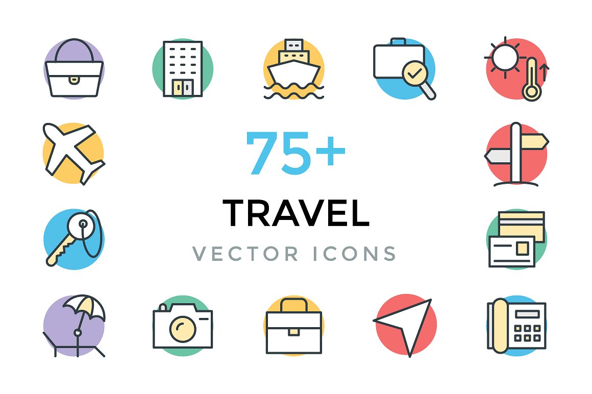 75 Travel Vector Icons