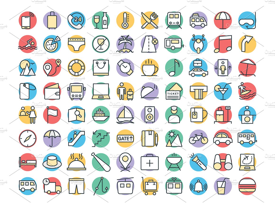 75 Travel Vector Icons