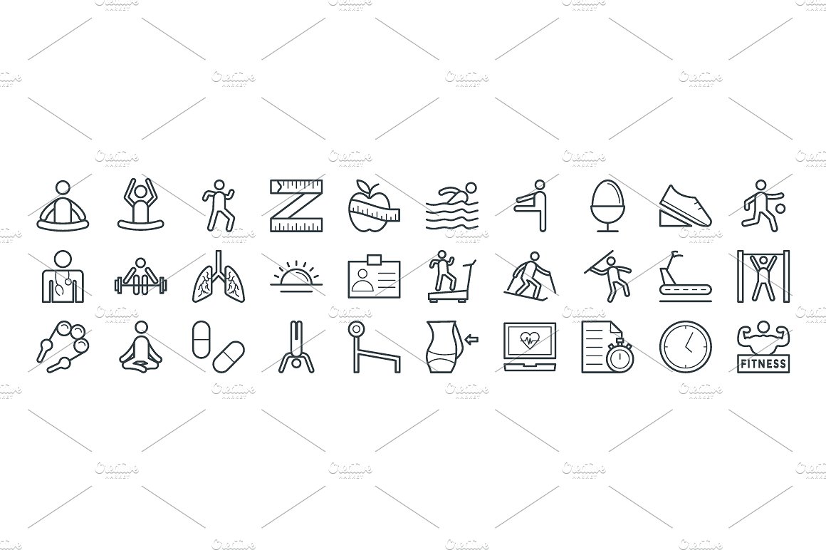 100 Fitness Vector Icons