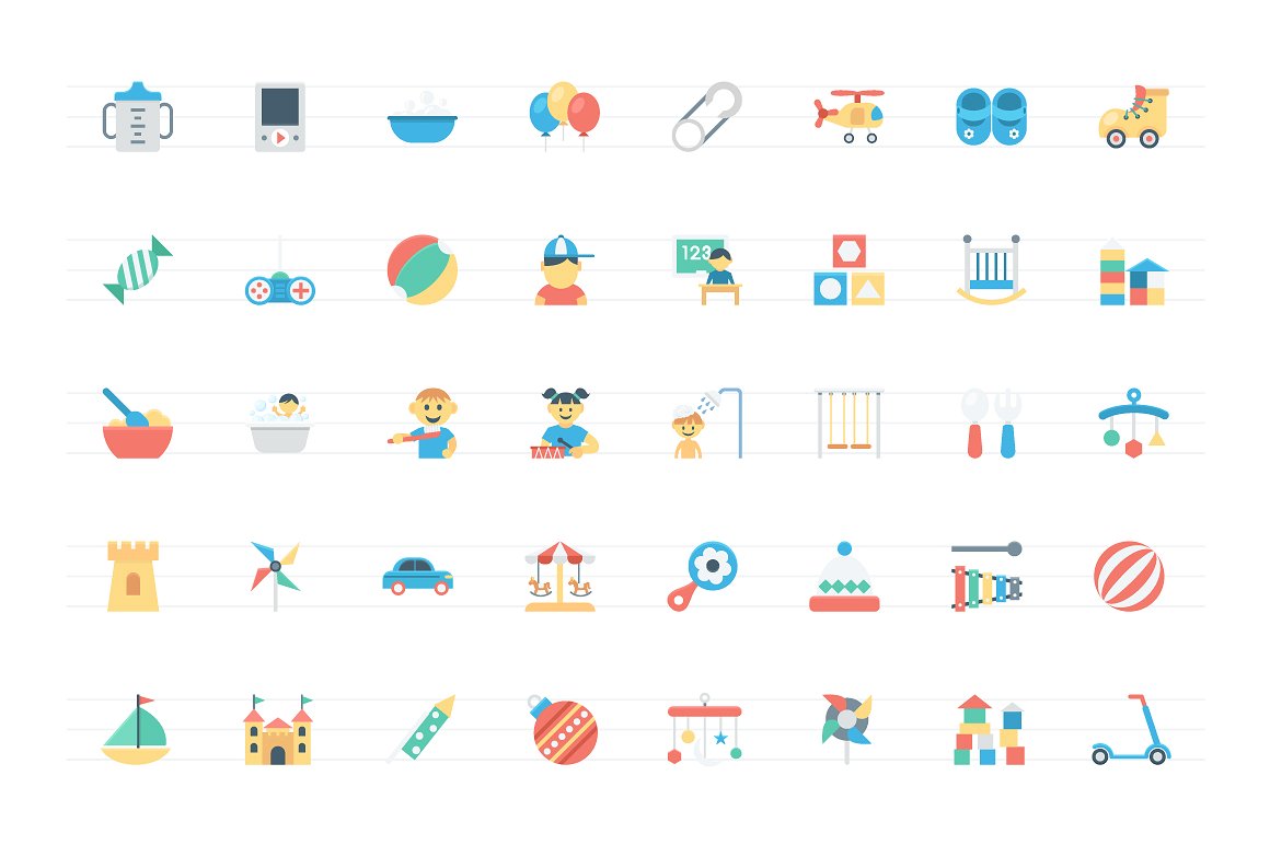 120 Flat Baby and Kids Icons