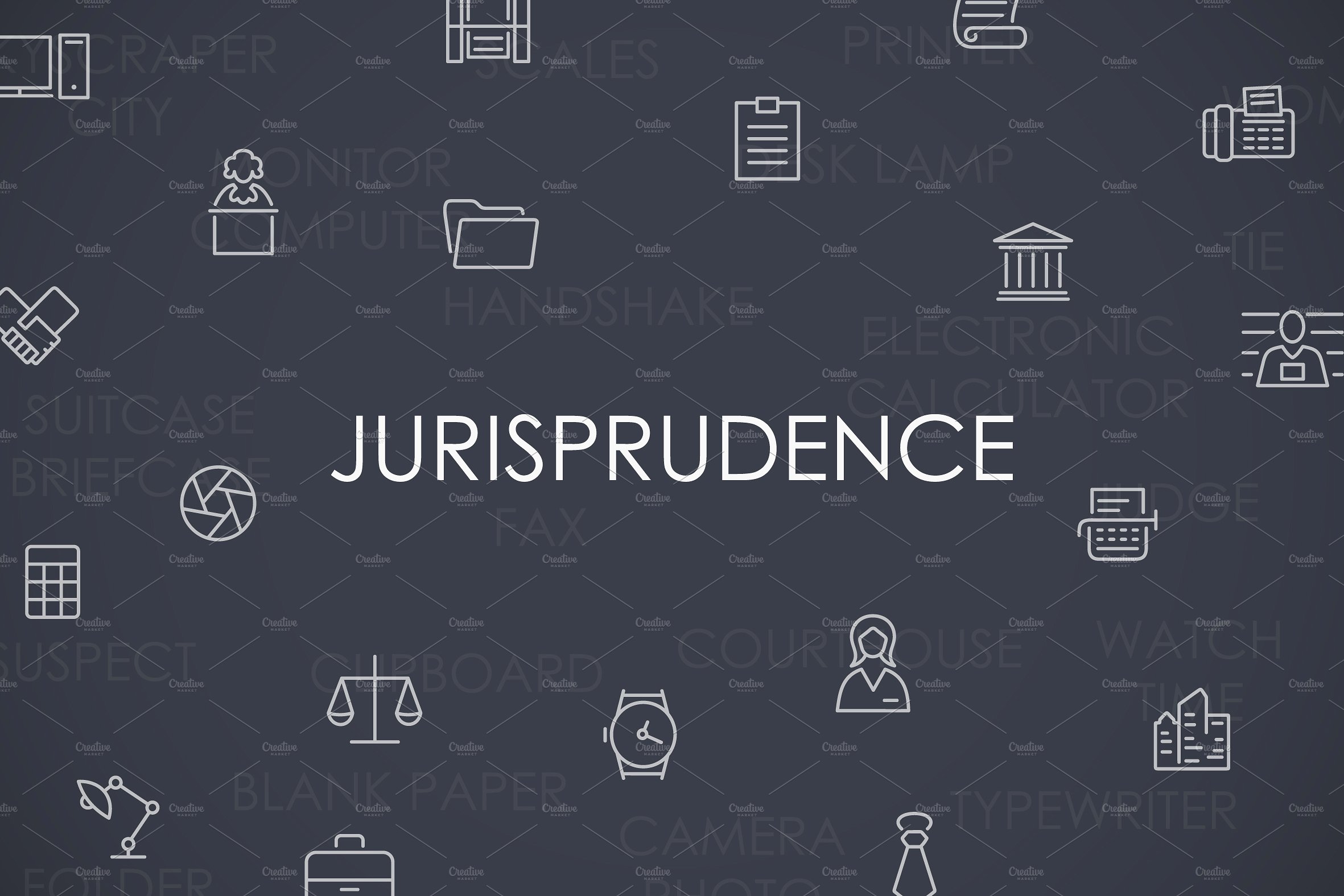 Jurisprudence thinline icons