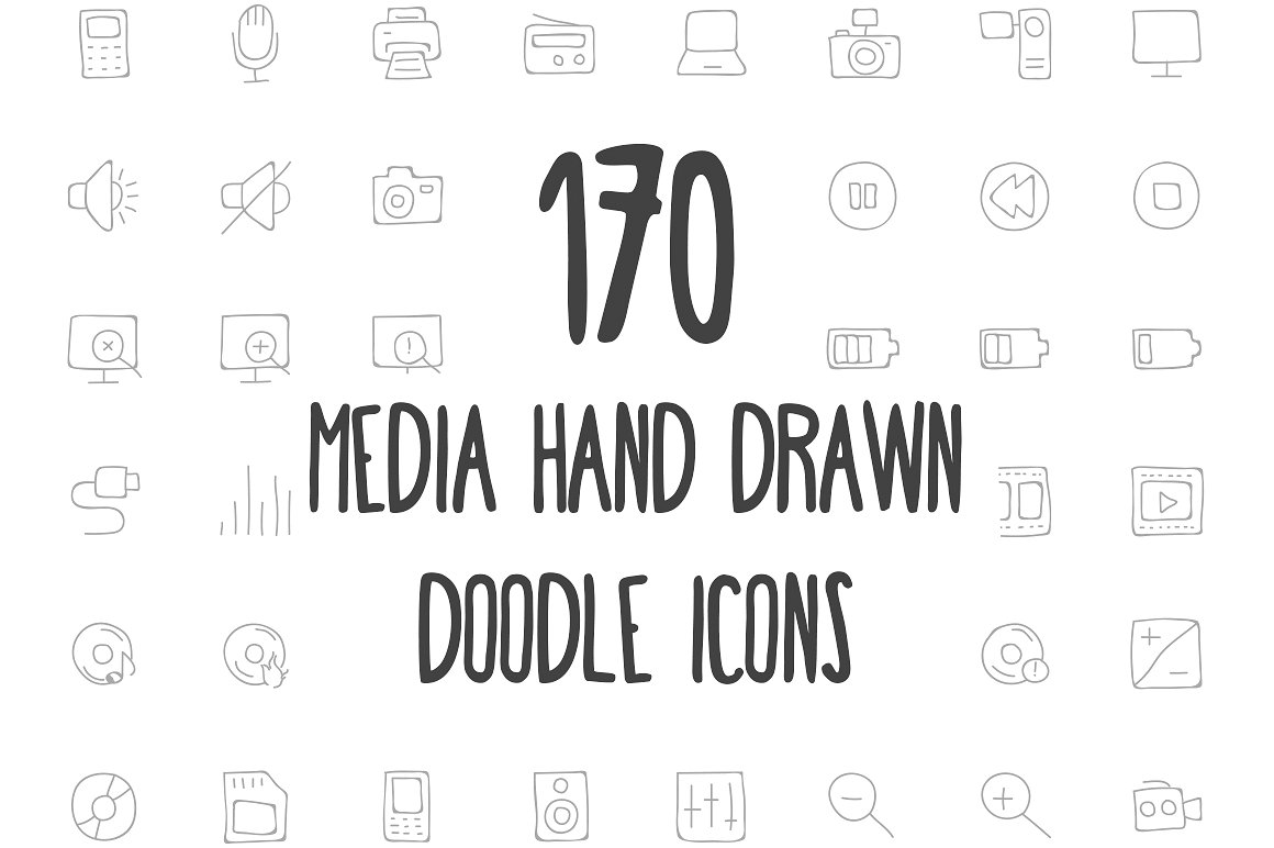 170 Media Hand Drawn Doodle Ic