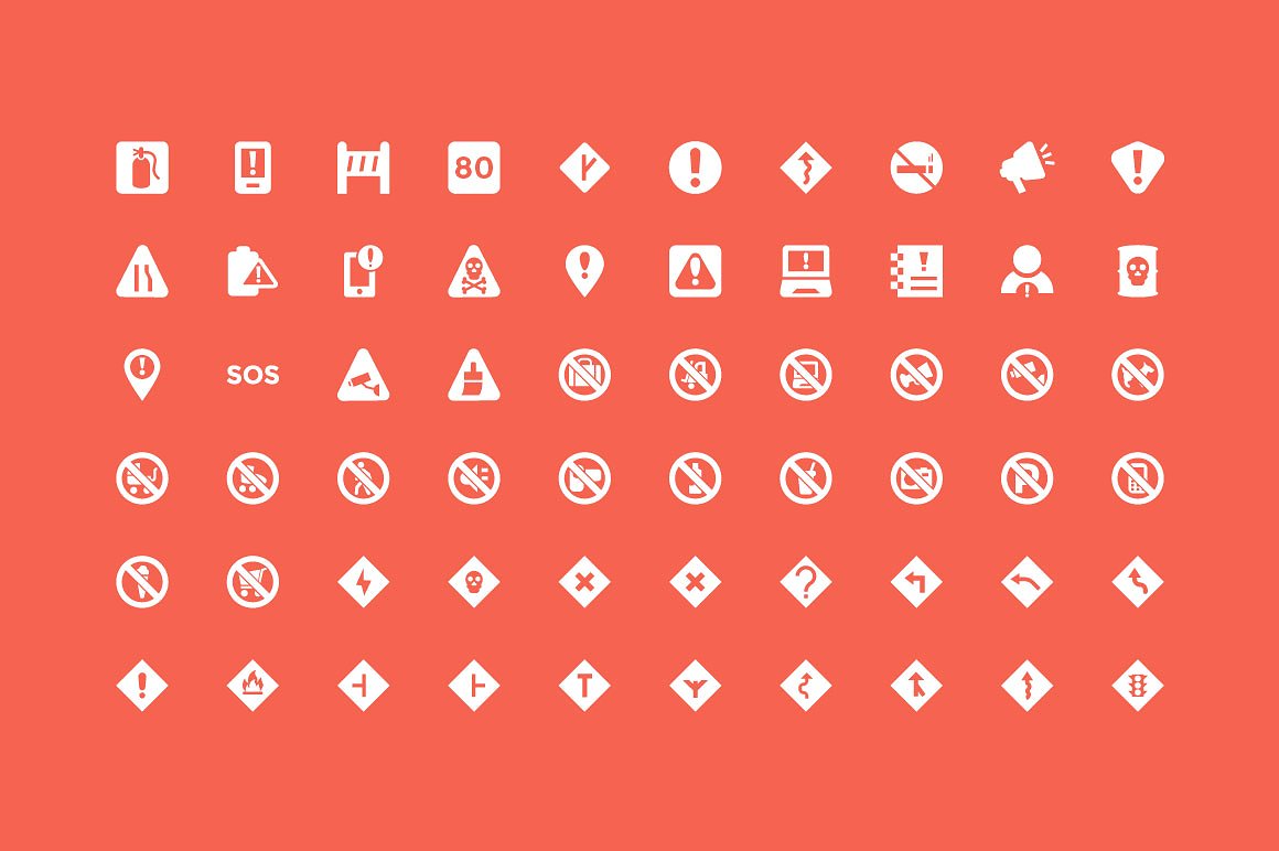 100 Warning Vector Icons