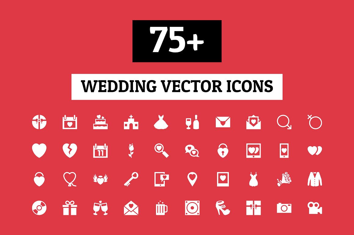 75 Wedding Vector Icons