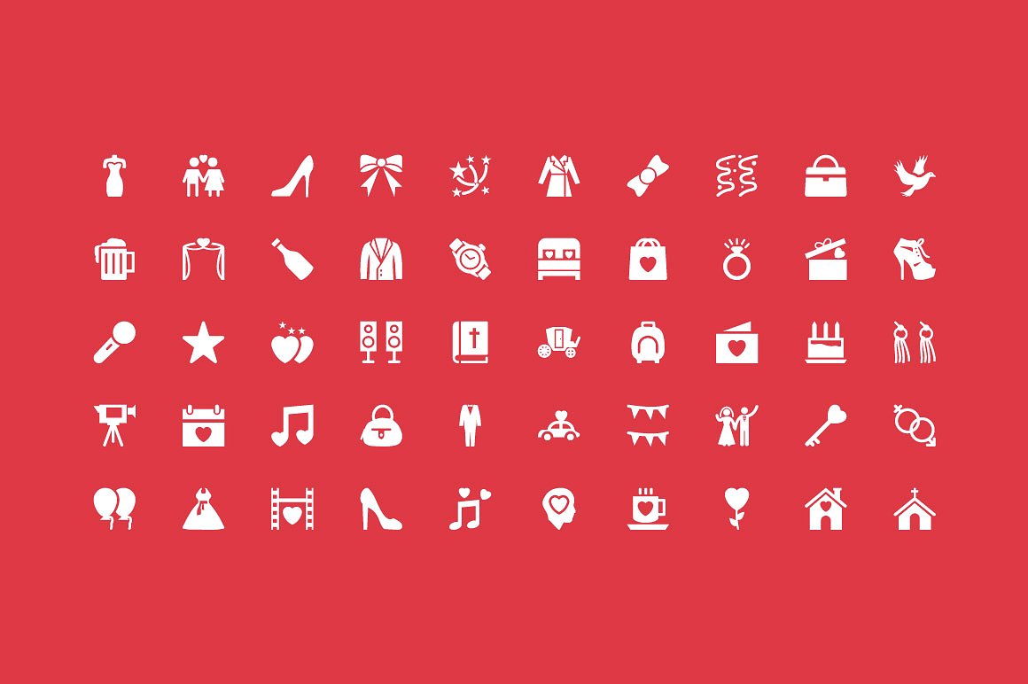 75 Wedding Vector Icons