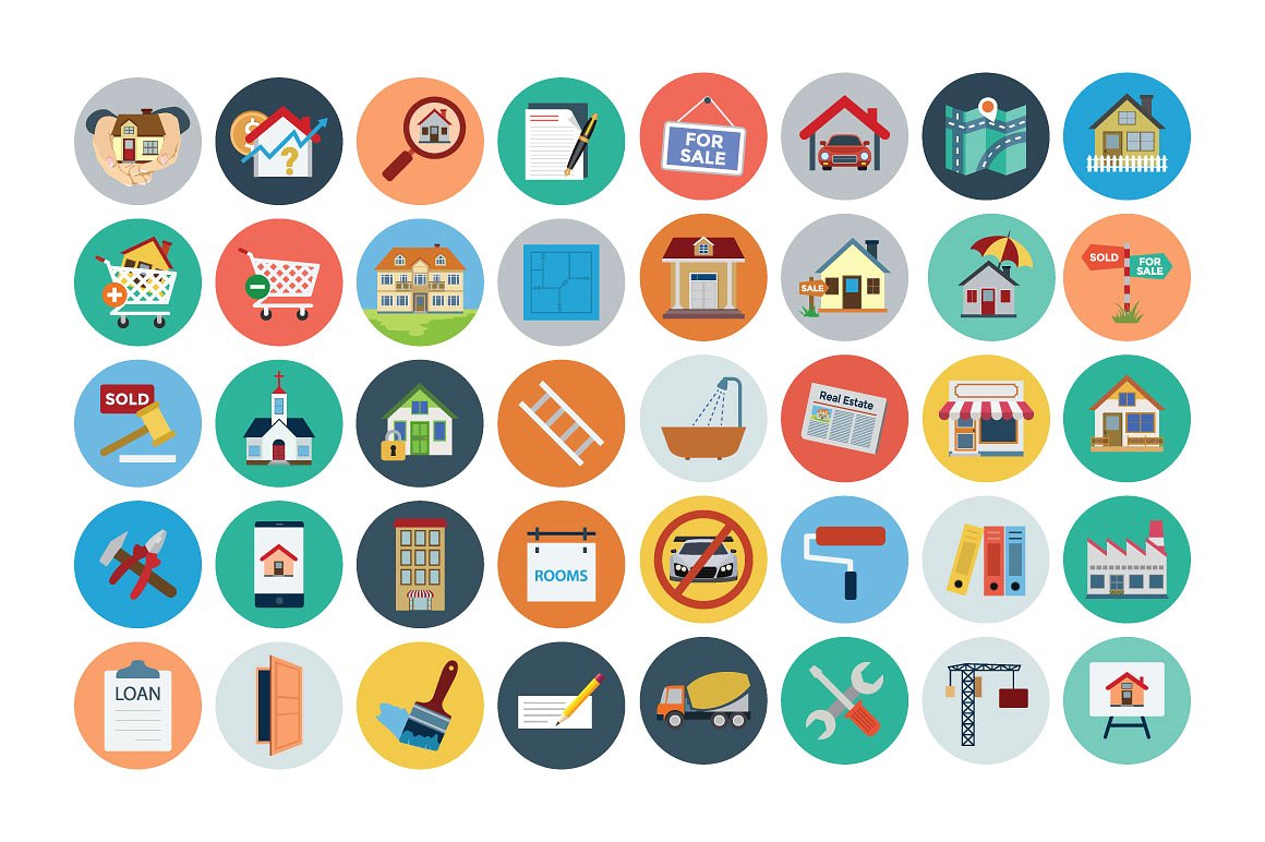 80 Real Estate Flat Icons