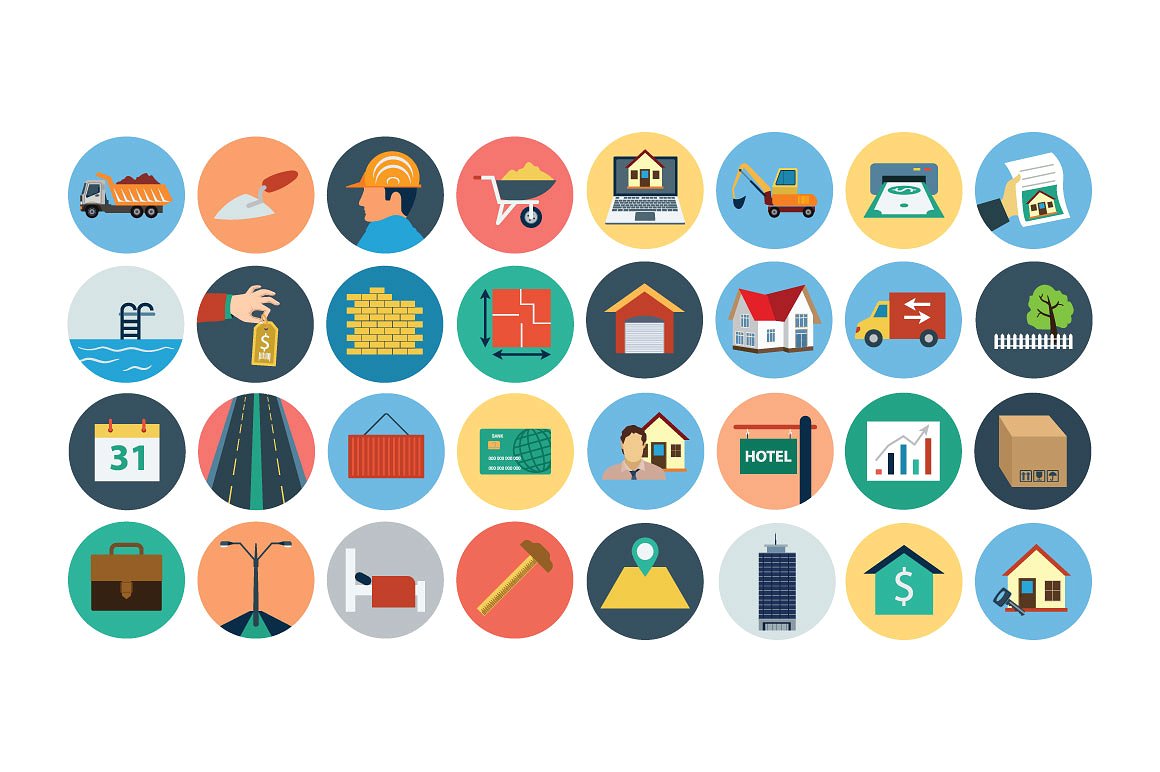 80 Real Estate Flat Icons