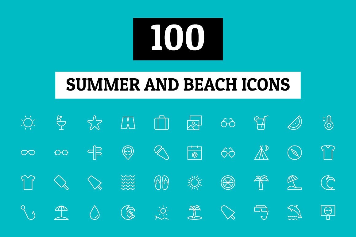 100 Summer and Beach Icons