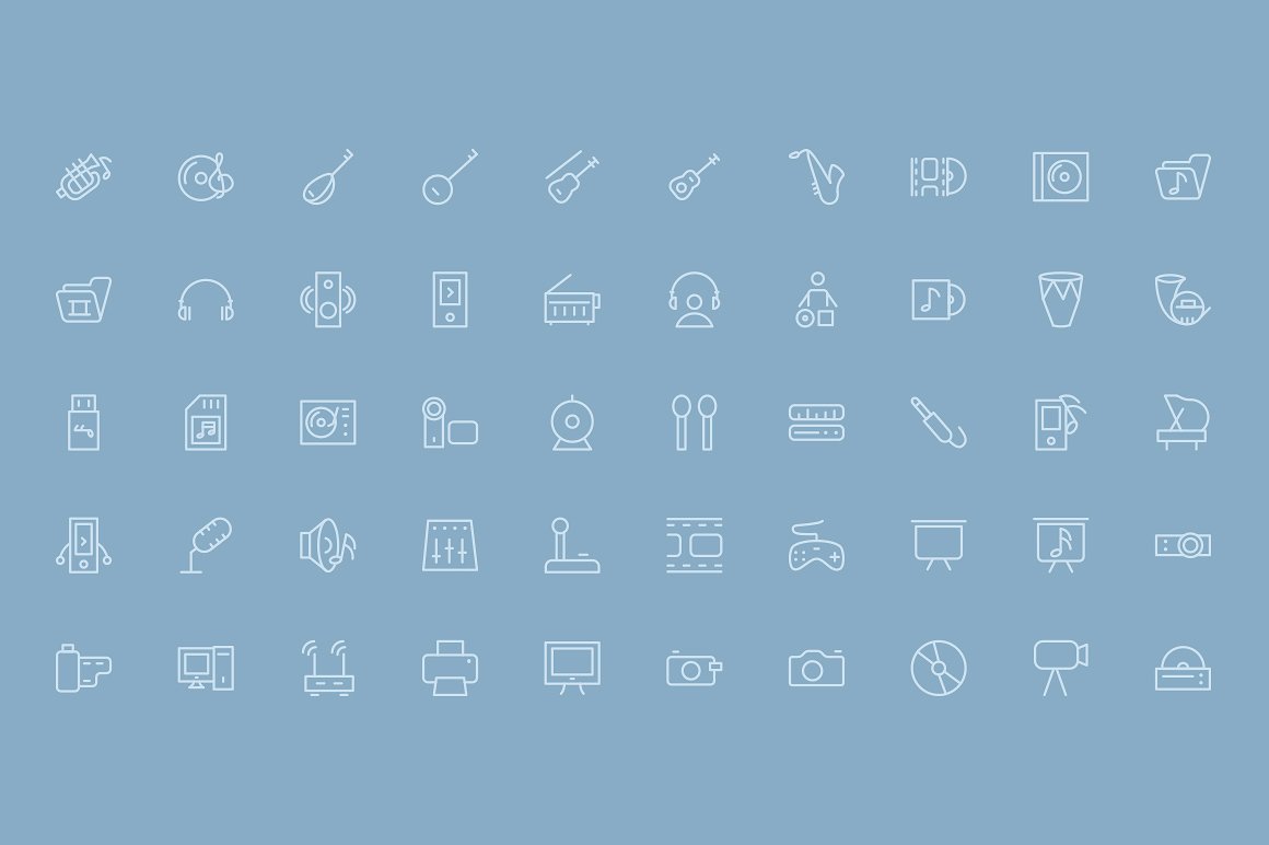 100 Music and Multimedia Icons