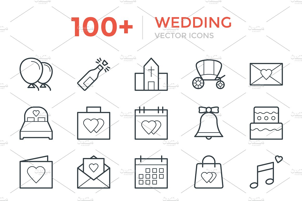 100 Wedding Vector Icons