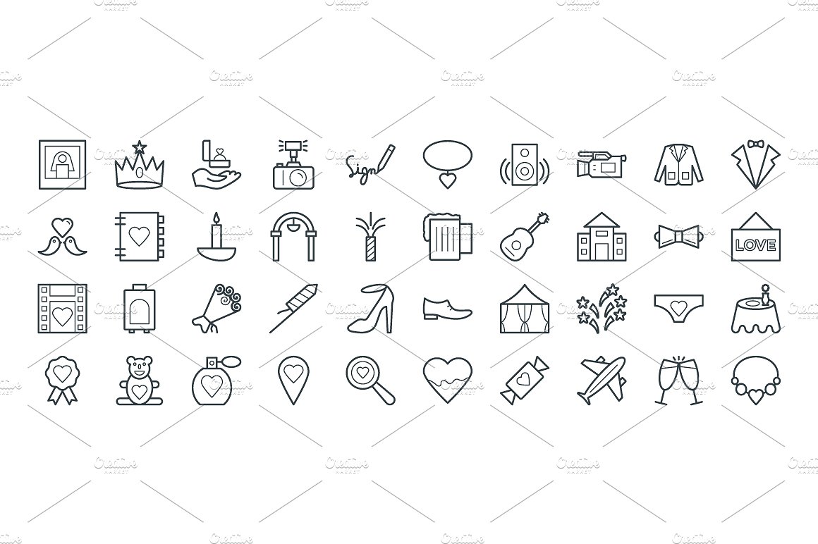 100 Wedding Vector Icons