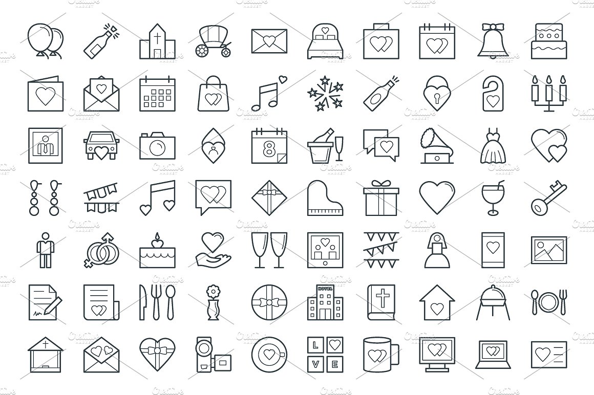 100 Wedding Vector Icons