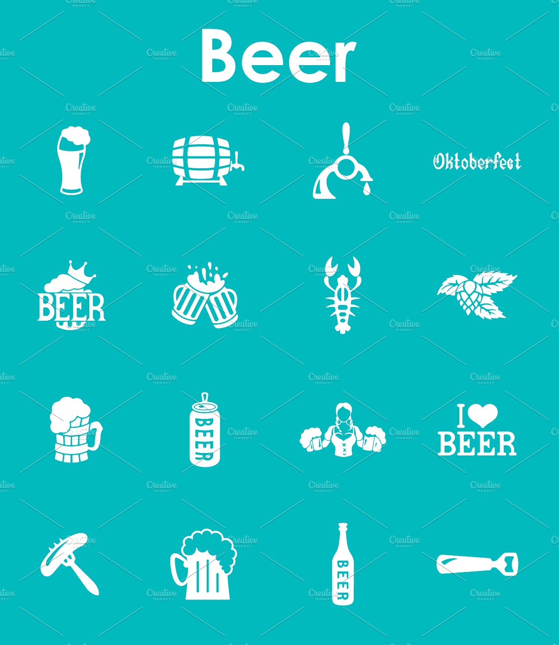 16 beer simple icons