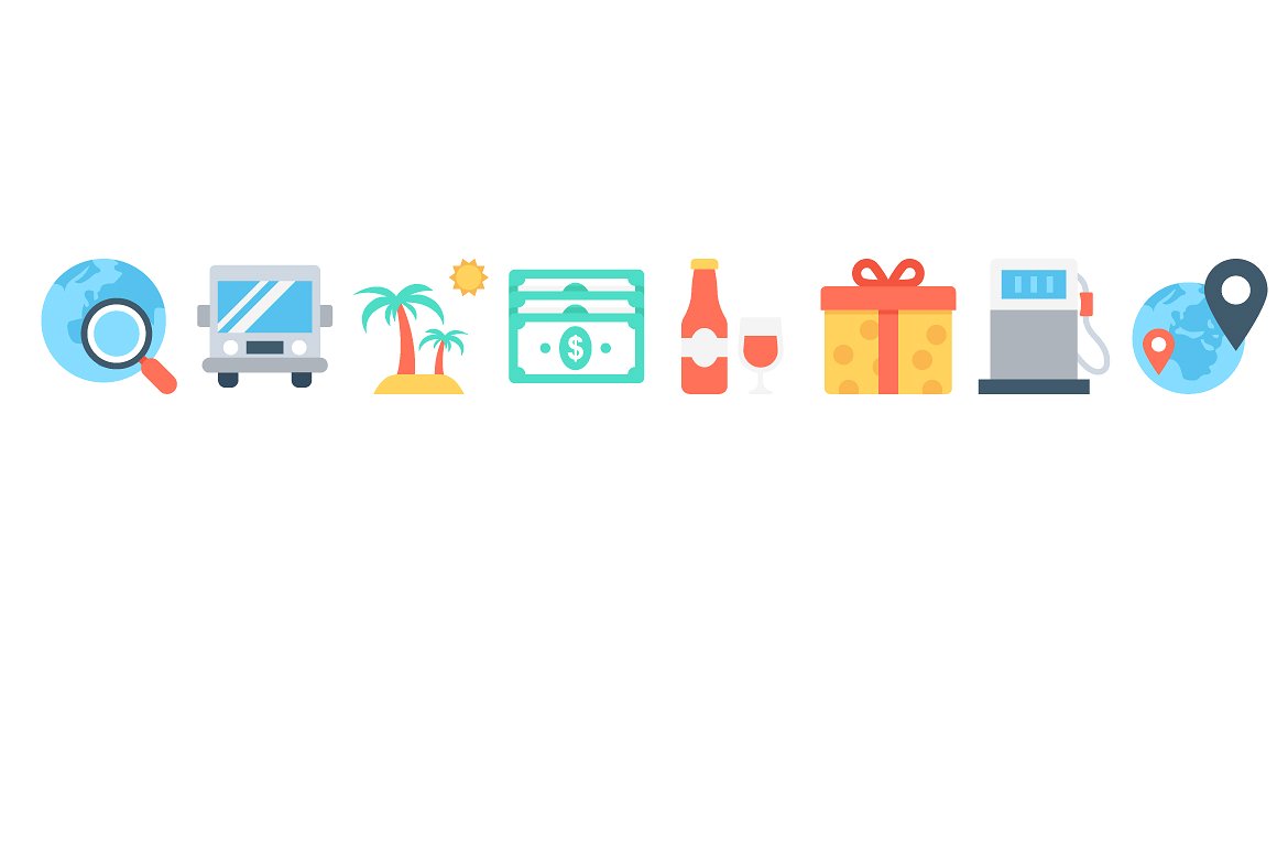 120 Flat Travel Icons