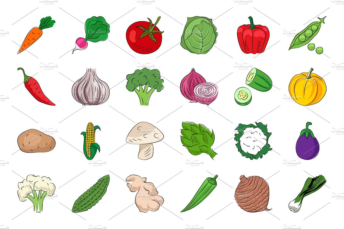 Fruits and Vegetables Sketch I