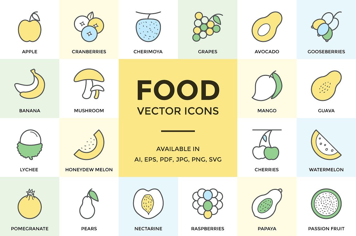 100 Food Vector Icons