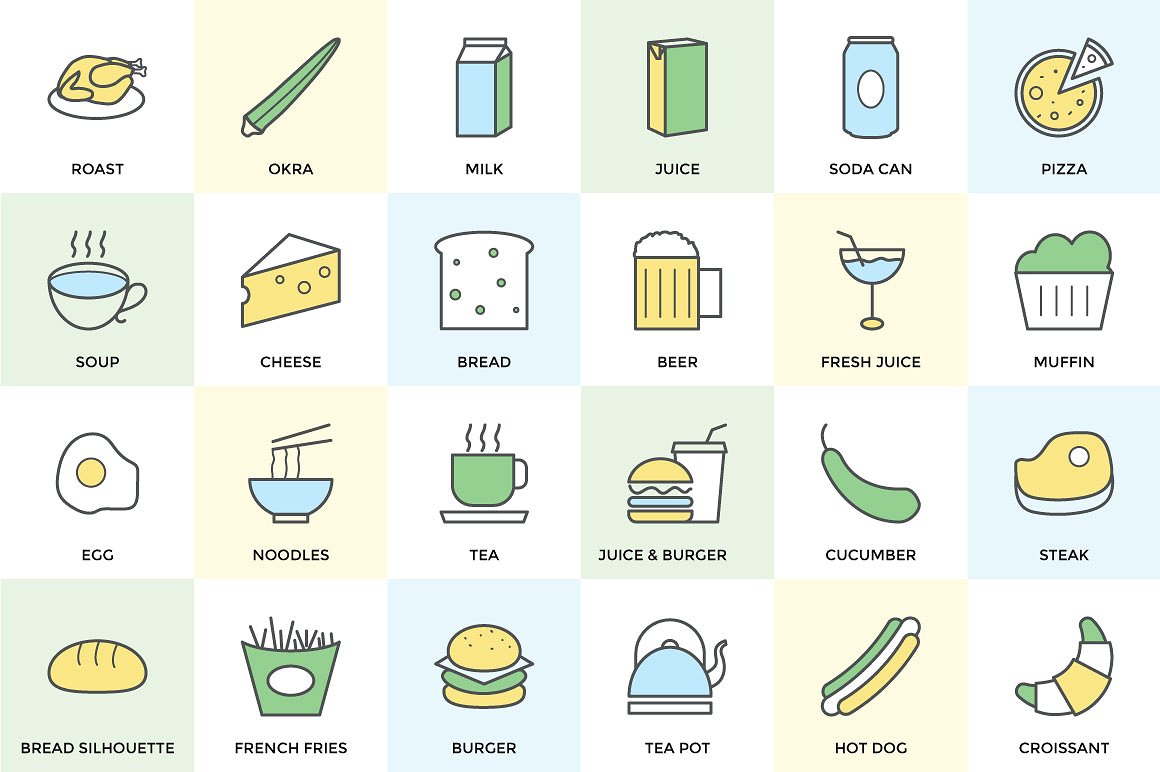 100 Food Vector Icons