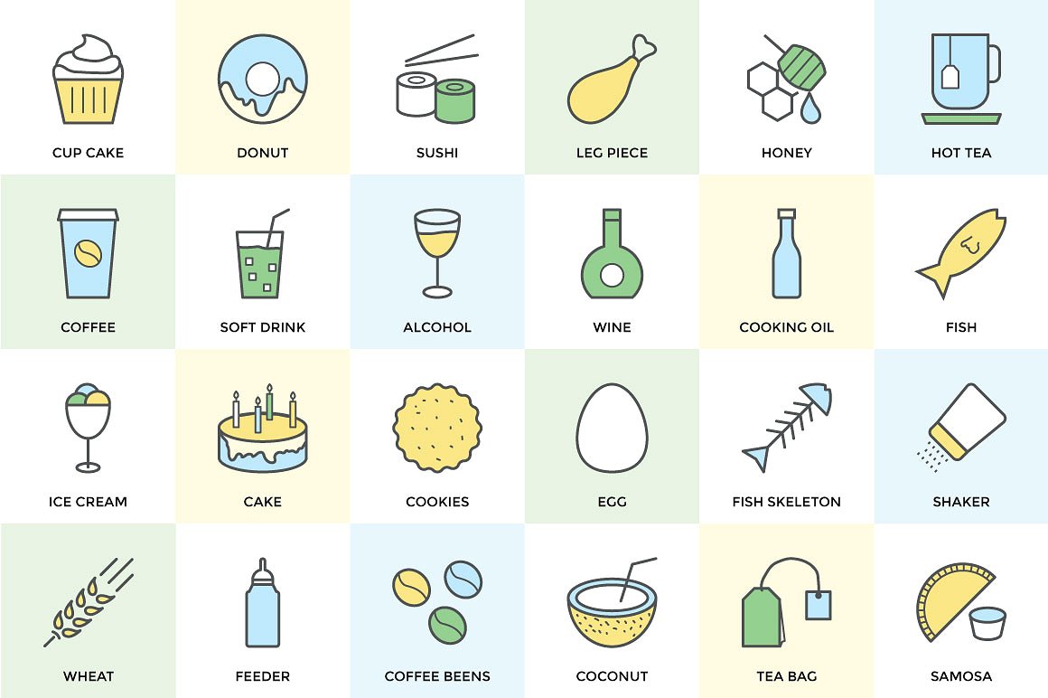 100 Food Vector Icons