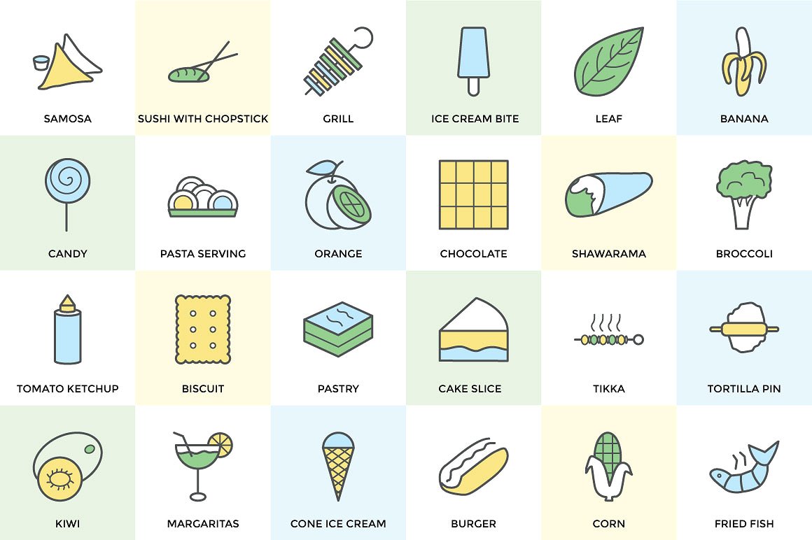 100 Food Vector Icons