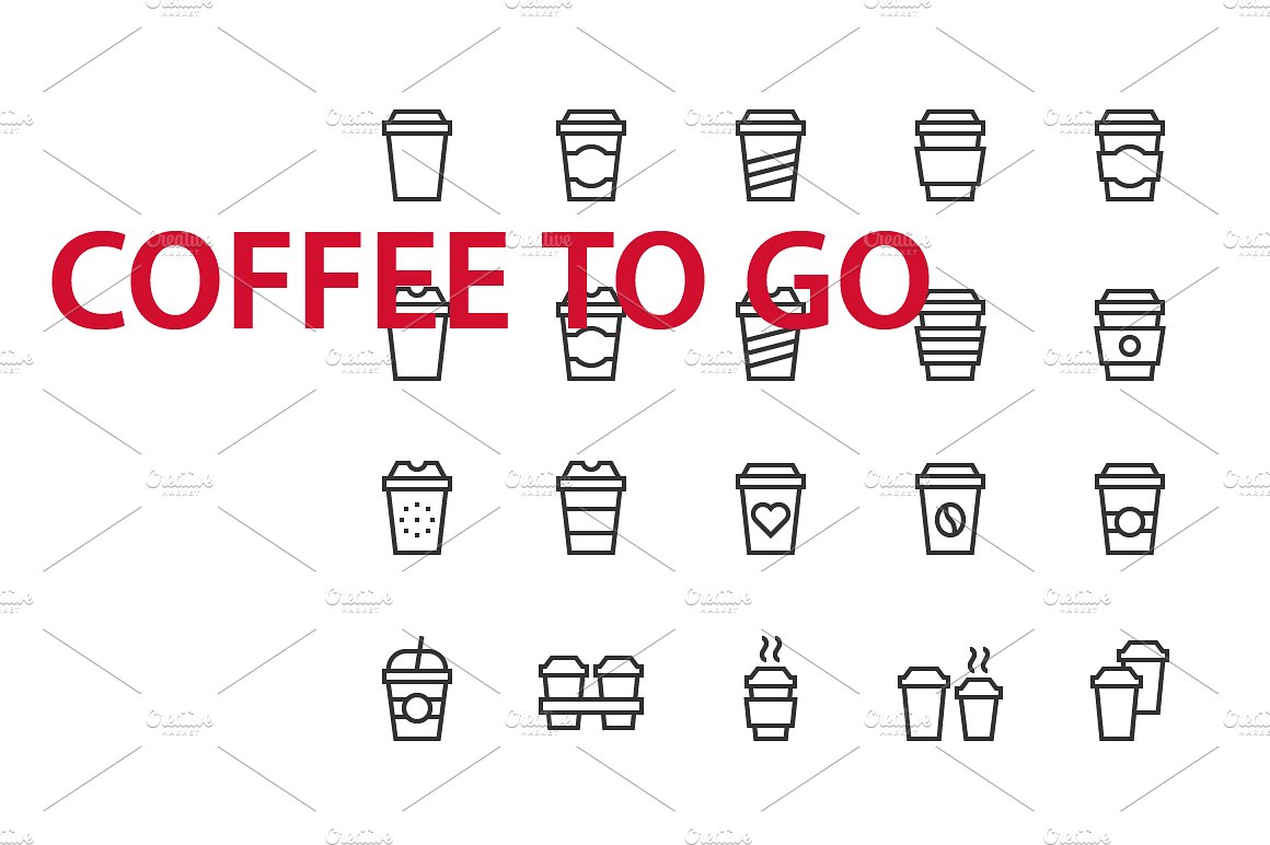 20 Coffee to go UI icons