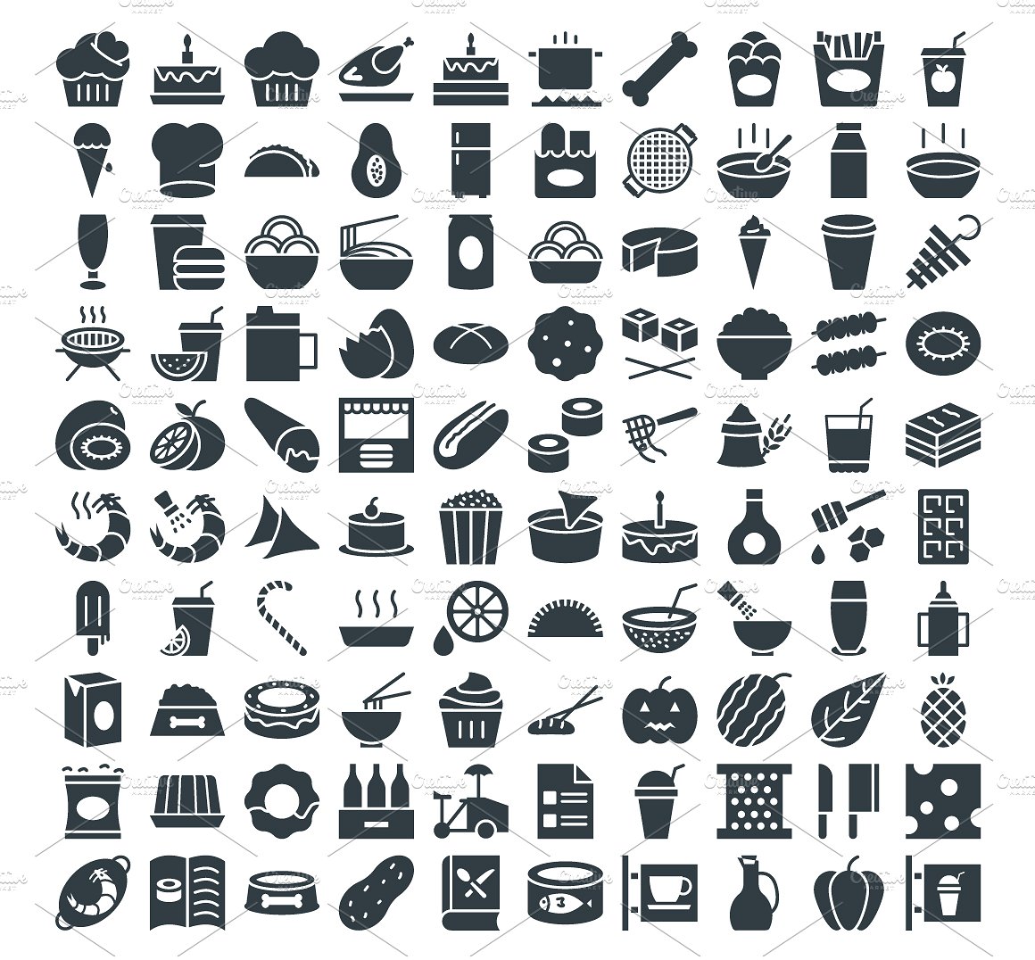 300 Food and Drinks Vector Ic