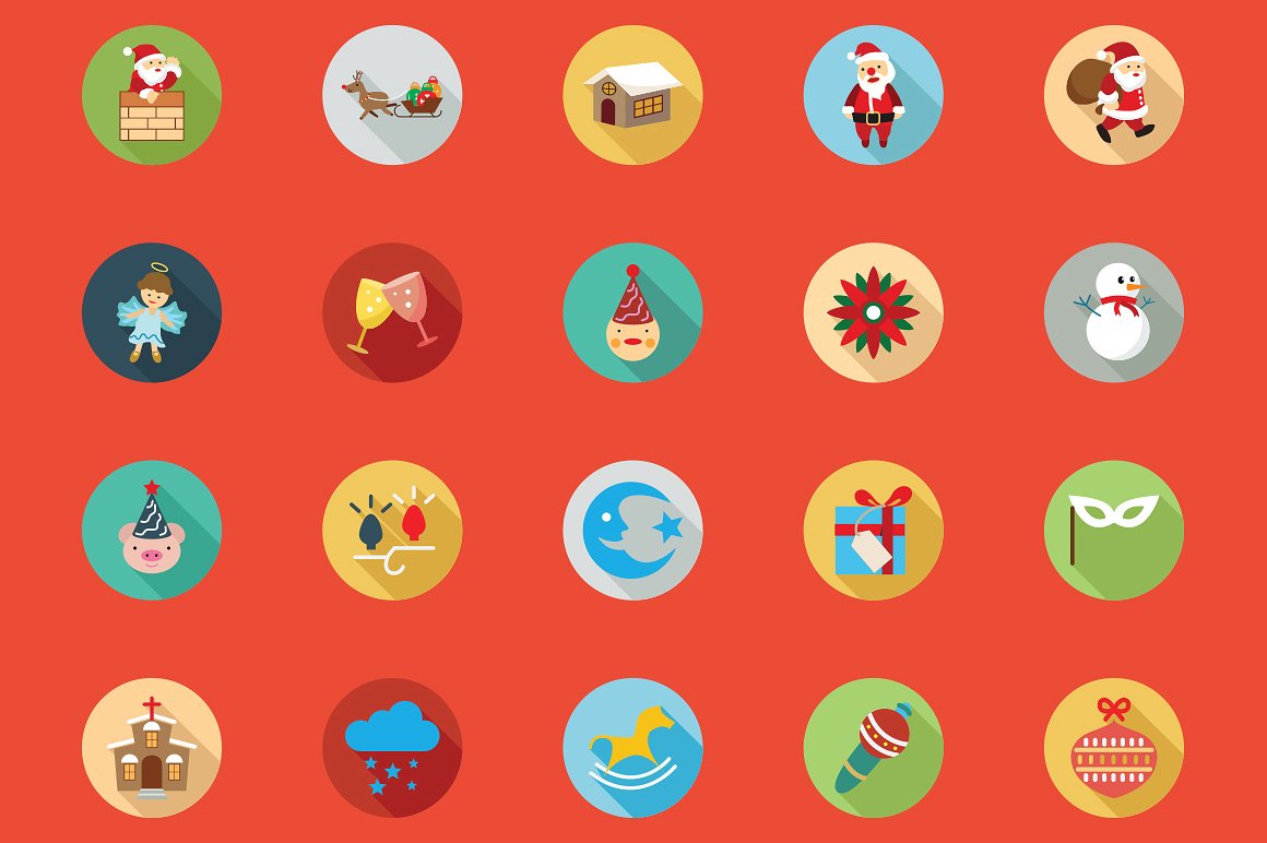 80 Christmas Flat Color Icon S