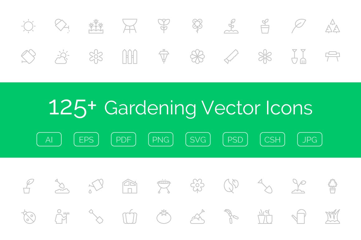 125 Gardening Vector Icons