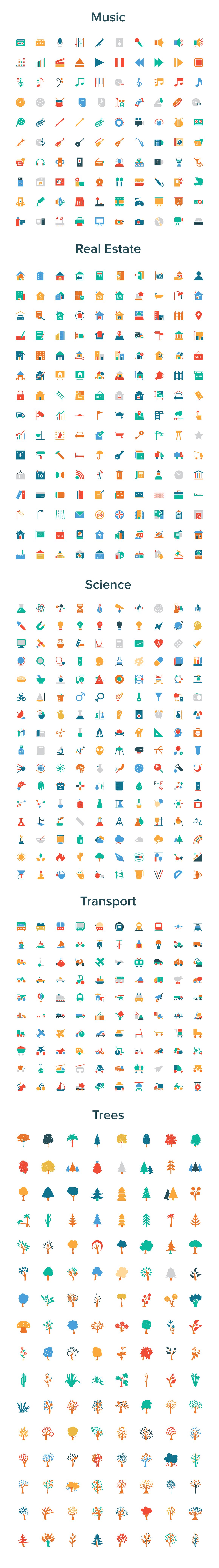 2400 Colored Vector Icons Bun