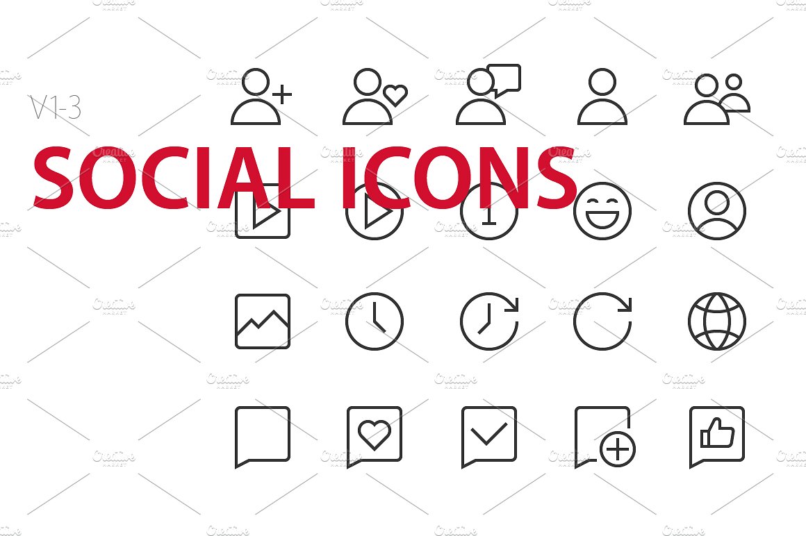 60 Social Icons UI icons