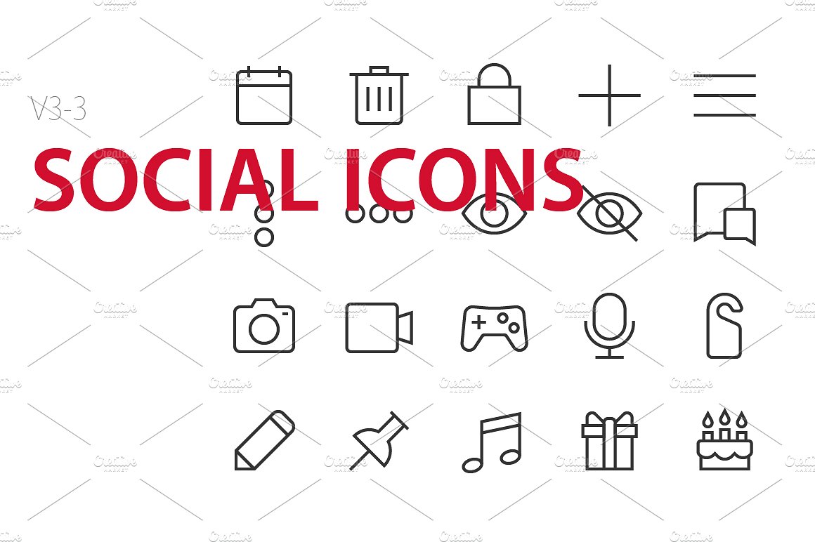 60 Social Icons UI icons